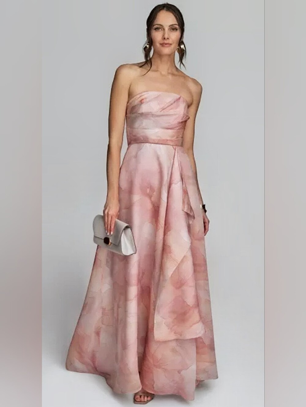 Donna Karan New York GownAbstract Floral Strapless Gown Size 2 NEW